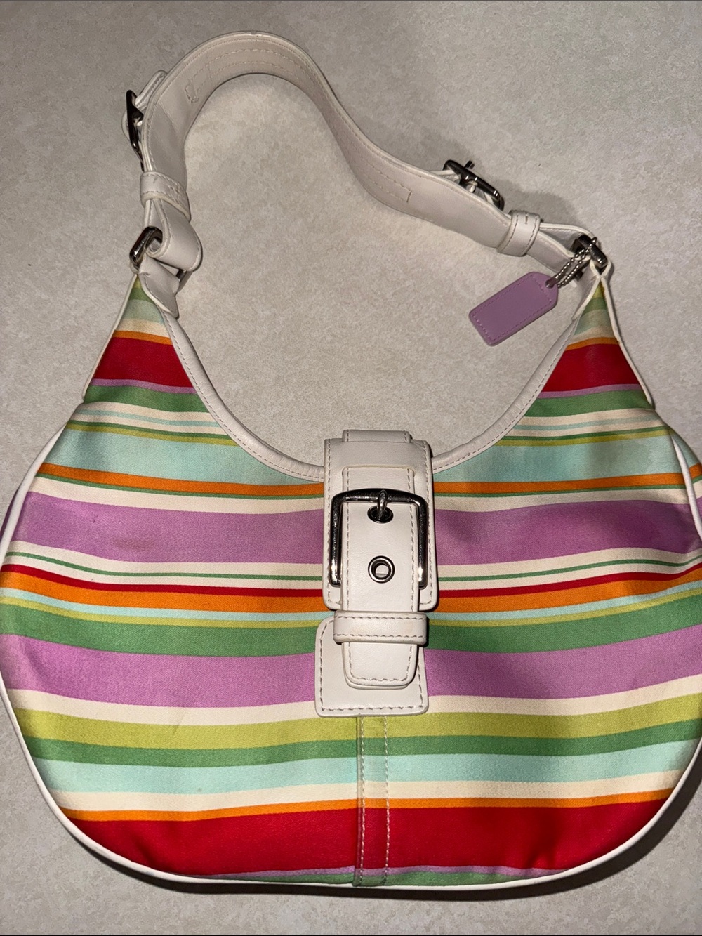 Vintage Y2K Coach Hamptons Multicolor Striped Hobo  coach Bag